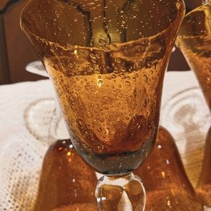 Vintage hand-blown amber wine glasses